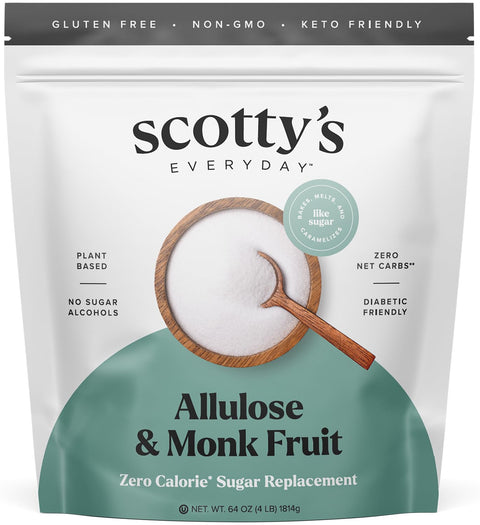 Scotty's Everyday - Allulose and Monk Fruit Sugar Replacement, Zero Calorie, Non-GMO, No Erythritol, Sugar Alcohols, or Artificial Sweeteners - 2 lbs
