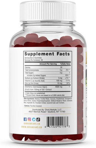 Boss Bears Elderberry Gummies with Vitamin C & Zinc
