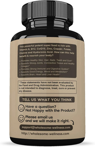 Wholesome Wellness Grass Fed Desiccated Beef Liver Capsules (180 Pills, 750mg Each) - Natural Iron, Vitamin A, B12 for Energy - Humanely Pasture Raised Undefatted in New Zealand Without Hormones or Chemicals
