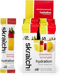 Skratch Labs Hydration Drink Mix, Strawberry Lemonade, 20 Pack | Sports nutrition with real fruit & clean ingredients, electrolytes for fast hydration & endurance, non-GMO, vegan, kosher
