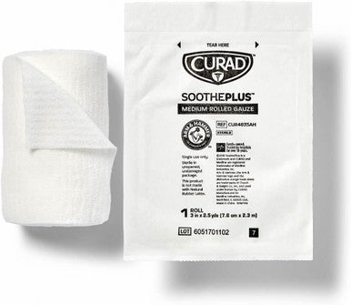 Curad SoothePlus Rolled Gauze with Arm & Hammer Baking Soda 3" x 2.5 yds 5 count (Pack of 3)