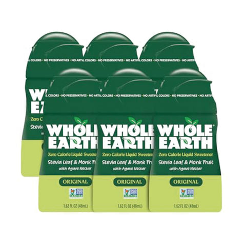 Whole Earth Stevia & Monk Fruit Liquid Sweetener, Original, No Erythritol, Squeeze Bottle, 1.62 Fl Oz (Pack of 12)