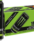 Monster Energy Zero Sugar, Green, Original, Low Calorie Energy Drink, 16 Ounce (Pack of 15)
