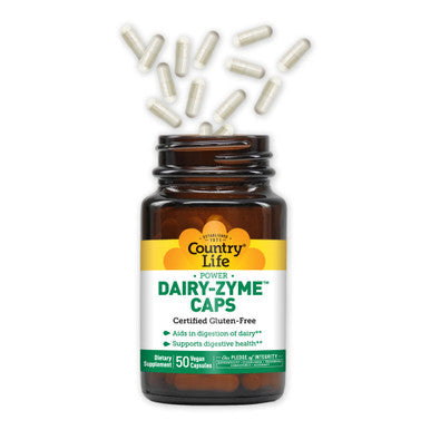 Country Life Dairy-Zyme 50 Vegan Capsules Certified Gluten Free Certified Vegan