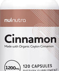 Nui Nutra Organic Ceylon Cinnamon Supplement | 1200mg | 120 Capsules | Cardiovascular Support | Joint & Immune System Support | Gluten Free and Non GMO