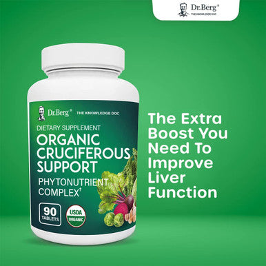 Dr. Berg's Organic Cruciferous Support - New Version of Whole Food Vegetable Supplement with 11 Phytonutrient Complex Superfoods - Helps Boost Energy, Immune System and Liver Detox - 90 Tablets