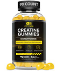 Creatine Monohydrate Gummies 5g - Vegan Creatine Gummies for Men & Women - Creatine Chews for Strength, Muscle, Energy, Endurance - Natural Lemon Flavor (90ct)