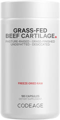 Codeage Grass Fed Beef Cartilage Supplement - ze Dried Non-Defatted Desiccated Beef Tracheal Bovine Cartilage & Liver Pills Pasture Raised Argentina Beef Vitamins - Non-GMO -180 Capsules