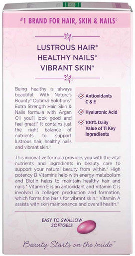 Nature's Bounty Optimal Solutions Hair Skin & Nails Extra Strength Softgels 150 Count (Pack Of 1) Package May Vary