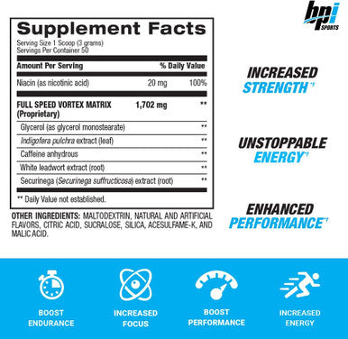 BPI Sports 1.M.R. Vortex Pre-Workout Powder, Blue Raz, 5.3 Ounce