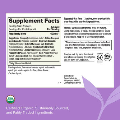 Banyan Botanicals Kaishore Guggulu - Certified Organic, 90 Tablets - Pitta Balancing Formula For The Joints And Muscles