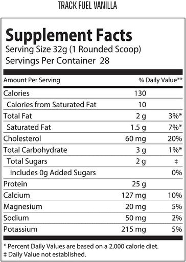 6AM Run Track Fuel Whey Protein Powder 25 Grams of Protein Easy Mixing and Great Taste BCAA Enhanced 2 Pound Vanilla