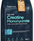 Weightworld Creatine Monohydrate Powder 1kg (330 Servings) | 200 Mesh Micronised Unflavoured & Vegan | Creatine Powder | Performance & Muscle Strength | Creatine Nutritional Supplements for Post & Pre Workout