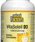 Natural Factors Vitamin D3 1000 IU 25 mcg Supports Strong Bones Muscles and Immune Function 180 Tablets
