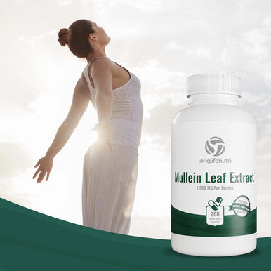 LongLifeNutri Mullein Leaf 1500Mg | 200 Vegetarian Capsules | 10:1 Extract 3000 Mg Strength | Verbascum Thapsus Pure Natural Powder | Non-Gmo Gluten Free | Made In Usa Vitamin | Herbal Supplement