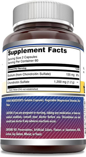 Amazing Nutrition Formulas Chondroitin Sulfate 1200 mg Per Serving Supplement | Capsules | Non-GMO | Gluten | Made in USA (120 Count) | Pack of 3