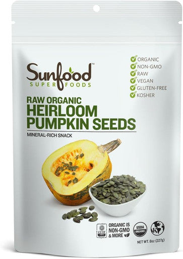 Sunfood Superfoods Raw Organic Pumpkin Seeds - Nutritional Powerhouse Snack - Austria Grown Heirloom Variety Prized For Great Flavor And Nutritional Density - 8 Oz Bag