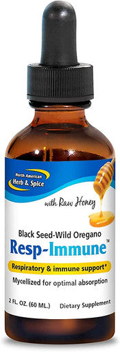 North American Herb Spice RespImmune 2 oz Respiratory Immune Support Black Seed Oregano P73 Oil Raw Honey Mycellized for Optimal Absorption NonGMO 39 Servings