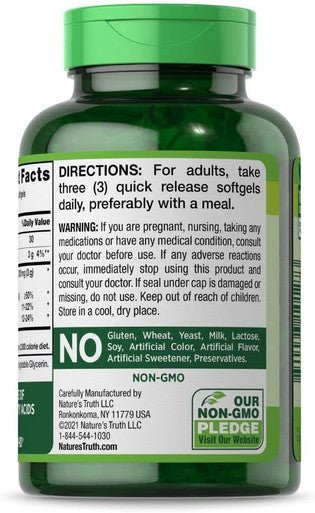 Nature's Truth Flaxseed Oil Capsules | 90 Softgels | Cold Pressed, Non-GMO, Gluten