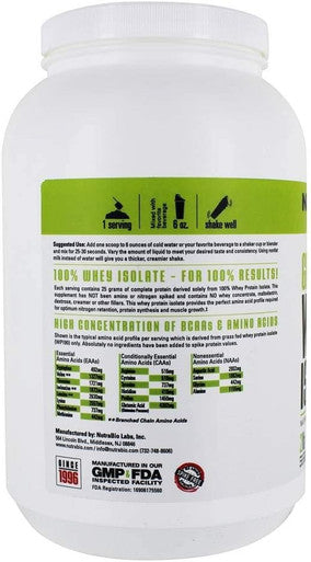 Nutrabio Grass Fed Whey Isolate Protein Powder - 25G of Protein Per Scoop - Sugar Natural Lean Muscle Protein Supplement - Vanilla - 2 Pounds 29 Servings