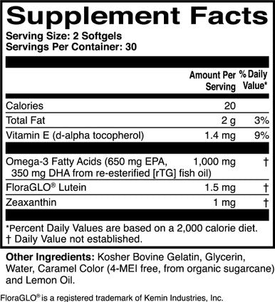 ScienceBased Health Omegaadvance Omega-3 Fish Oil Supplement - Pure - No Metals Or Contaminants - 1000 Mg. Epa & Dha - Triglyceride Form - Lutein & Zeaxanthin - 60 Softgels