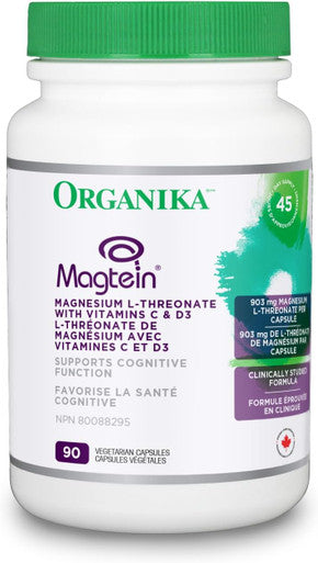 Organika Magtein - Magnesium L-Threonate With Vitamin C And D3 - Supports Cognitive Function, Clinically Studied, 900Mg Of Magnesium - 90Vcaps