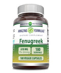 Amazing Formulas Fenugreek Seed 610 Mg 180 Veggie Capsules Supplement | Non-Gmo | Gluten Free | Made In Usa | Suitable For Vegetarians