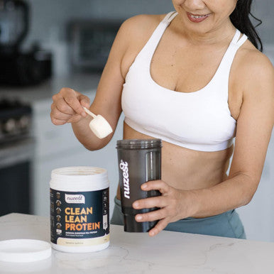Nuzest Pea Protein Powder Clean Lean Protein Premium Vegan Plant Based Dairy Gluten GMO Naturally Sweetened Protein Shake Smooth Vanilla 20 Servings 1.1 lb