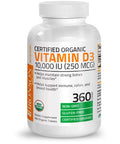 Bronson Vitamin D3 10,000 IU (250 mcg) 1 Year Supply for Immune Support, Healthy Muscle Function & Bone Health, High Potency Organic Non-GMO Vitamin D Supplement, 360 Tablets