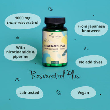 Trans Resveratrol 500mg VegaveroÃƒâ€šÃ‚Â® | with Vitamin B3 (Nicotinamide) | from Japanese Knotweed Extract | Without Additives | 60 Vegan Capsules