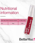 BetterYou Oral Spray Iron Supplement, 1.25mg Strength per Single Spray, 0.85 Fl Ounce (192 sprays), Baked Apple