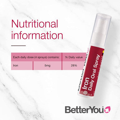 BetterYou Oral Spray Iron Supplement, 1.25mg Strength per Single Spray, 0.85 Fl Ounce (192 sprays), Baked Apple