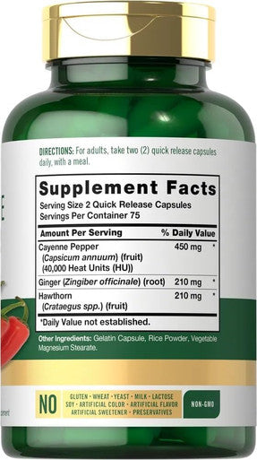 Carlyle Cayenne Pepper Capsules | 40000 HU | Non-GMO and Gluten Supplement