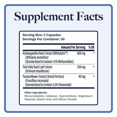 Utzy Naturals Adapto-Calm | Stress Support Formula | With Ashwagandha, Tulsi Holy Basil, And Passionflower | 30 Servings