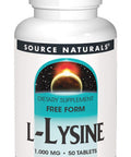 Source s L-Lysine 1000 mg Free Form - Amino Supplement Supports Energy Formation & Collagen - 50 Tablets