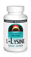 Source s L-Lysine 1000 mg Free Form - Amino Supplement Supports Energy Formation & Collagen - 50 Tablets