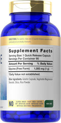 Carlyle Glycine 1000mg | 90 Powder Pills | Quick Release Capsules | Premium Quality | Non-GMO & Gluten Supplement