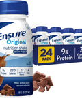 Ensure Original Milk Chocolate Nutrition Shake With Fiber, 24 Pack | Small Meal Replacement Nutritional Drink for Adults, has 9g Protein, 27 Essential Vitamins & Minerals, 3g fiber