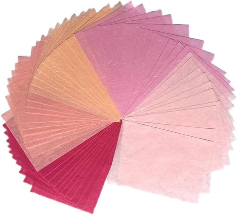A5 50 Sheets Natural Fiber Mulberry Tree,Mulberry paper Sheets Square Origami, Arts Folding Craft, Decoration, Paper for DIY Crafts. 8.3" x 5.8" (Purple Tone, A5)