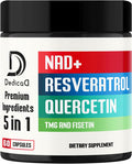 DEDICAD Nad+ Supplement 500Mg - Pure Nad Supplement - Combined To Fisetin, Tmg, Resveratrol And Quercetin - Energy And Dna Repair, Aging Defense, Brain Function - 60 Capsules