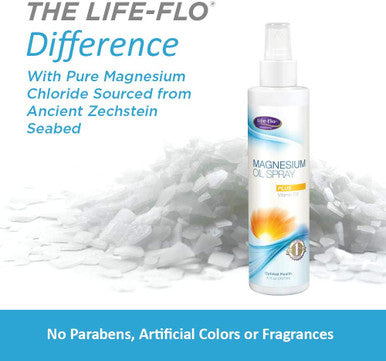 Life-Flo Magnesium Oil Spray W/Vitamin D3 | Pure Magnesium Chloride from Ancient Zechstein Seabed | Helps Soothe & Relax Muscles & Joints | 8oz