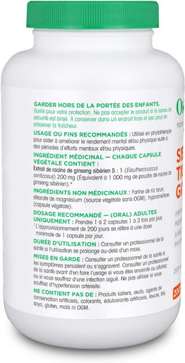 Organika Siberian Tiger Ginseng 200Mg- Eleutherococcus Senticosus- Adaptogenic, Immune Support, Fatigue Support- 200Caps