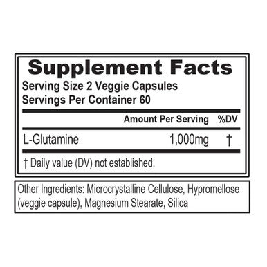 Evlution Nutrition L-Glutamine 1000, 1g Pure L Glutamine , Post Workout, Nitrogen porter, Immune Support, Vegan, Gluten-Free, Veggie Capsules (60 Servings)