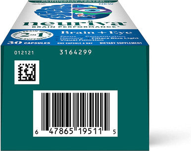 Neuriva Brain Eye Support Capsules 30 Count in a Box with Vitamins A C E Zinc Zeaxanthin Antioxidants Filters Blue Light Decaffeinated Vegetarian Gluten GMO Pack of 2