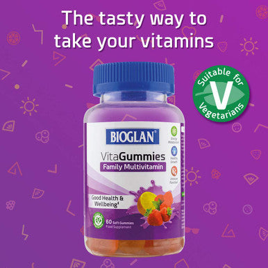 Bioglan Vitagummies | Family Multivitamin Supplement | Vegetarian Friendly | 3 Delicious Flavours | 60 Chewy Gummies