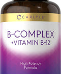 Carlyle B Complex Vitamin with B12 | 300 Tablets | High Potency Formula | Vegetarian, Non-GMO, and Gluten Free Supplement