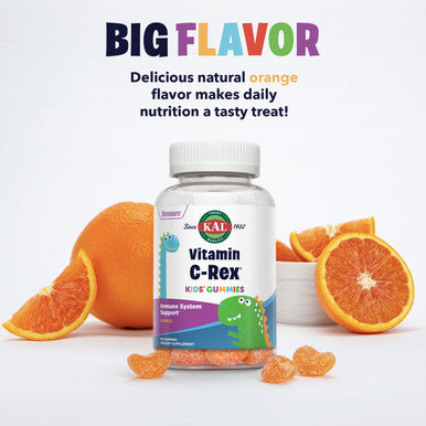 KAL Vitamin C-Rex Kids' Gummies, Vitamin C Gummies for Kids, Healthy Immune, Bone, Muscle & Skin Support Vitamin C Gummy, Vegan, Gluten , 60 Day , 30 Servings, 60 Gummies