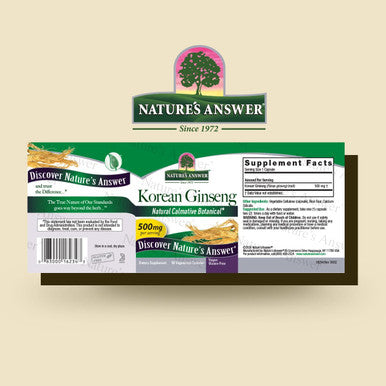 Nature'S Answer Korean Ginseng 500mg 50-Capsules | Supports Focus & Memory | Vegan Gluten- Non-GMO & Kosher | Single Count