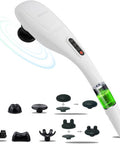 Megawise Cordless Handheld Back Massager W/Rechargeable 3200Mah Battery, 5 Speed And 5 +2 Massage Nodes With Hard, Medium And 2 Soft Silicone Nodes Massage While Moving Around (Pearl White)
