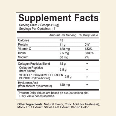 Great Lakes Wellness Beauty Boost Advanced Collagen Peptides Powder with Hyaluronic Acid Biotin Vitamin C - Skin Elasticity and Hydration - Raspberry Lemonade Flavor 8 oz